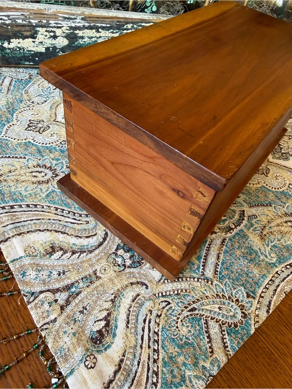 Handcrafted Cedar Jewelry Box 3 Drawer Keepsake Chest Dovetail Vintage Wood